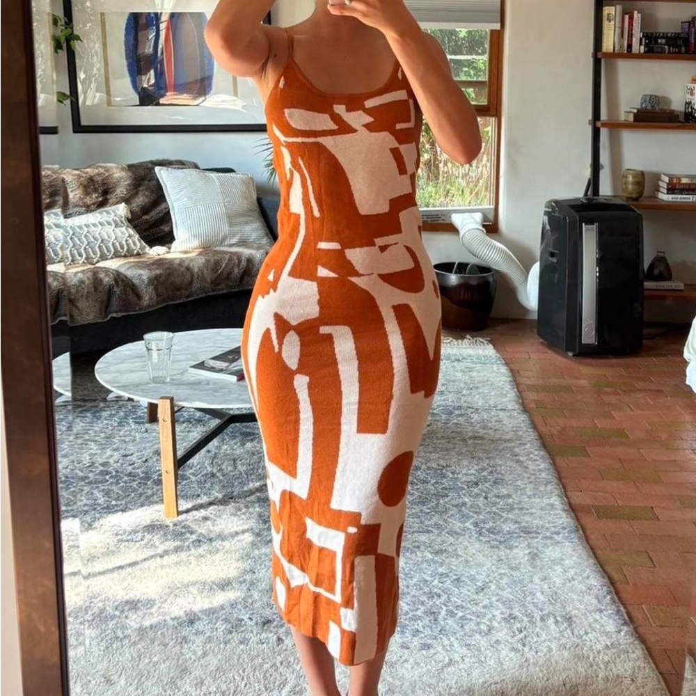 Orange and white Knit dress